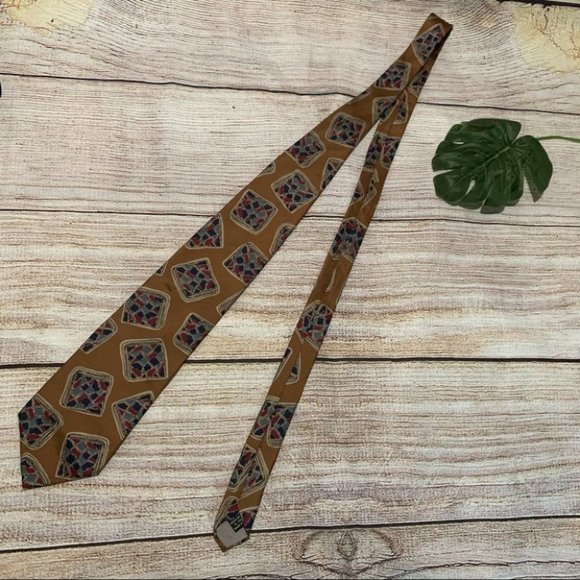 Vintage Dior Brown Pattern Silk Tie - Picture 1 of 5